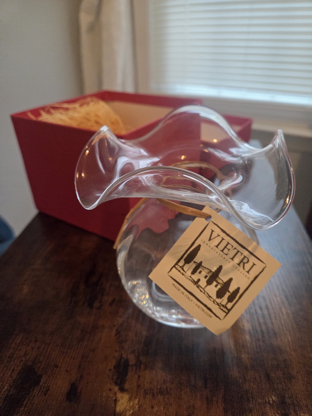 Vietri Clear Glass Ruffled Rim Vase